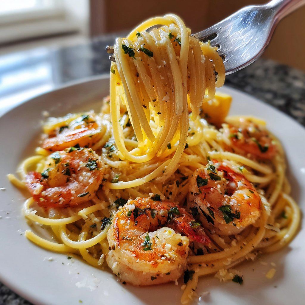 Lemon Herb Shrimp Spaghetti