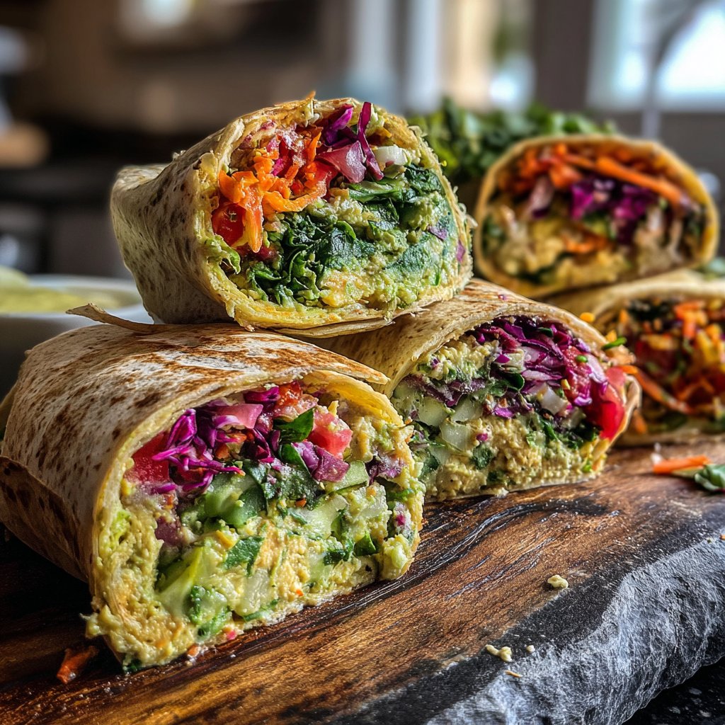 Spinach Avocado Hummus Wraps
