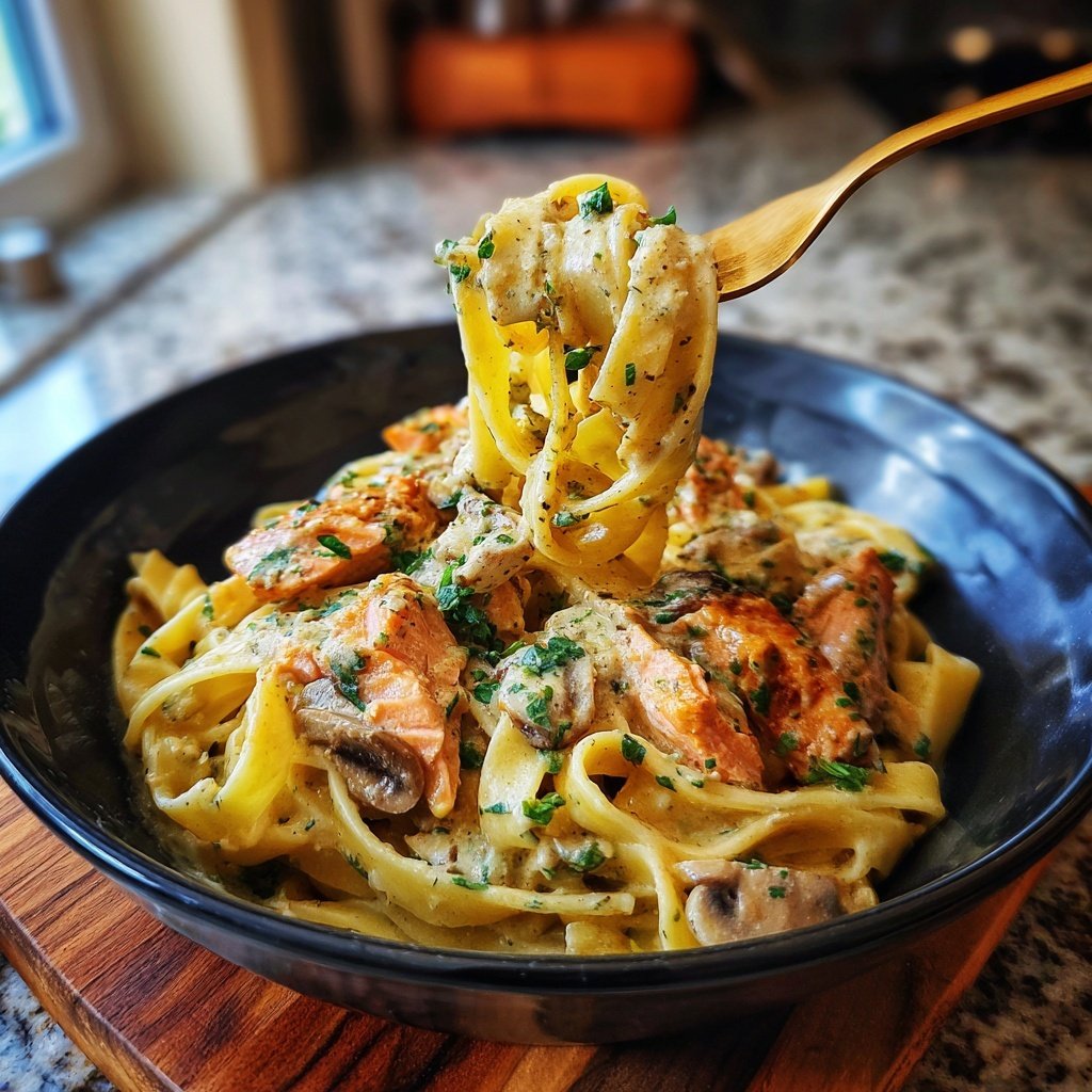 Stroganoff-Style Salmon Pasta